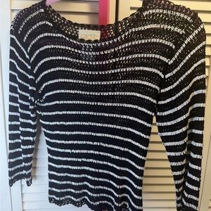Cache Black and White Striped Top